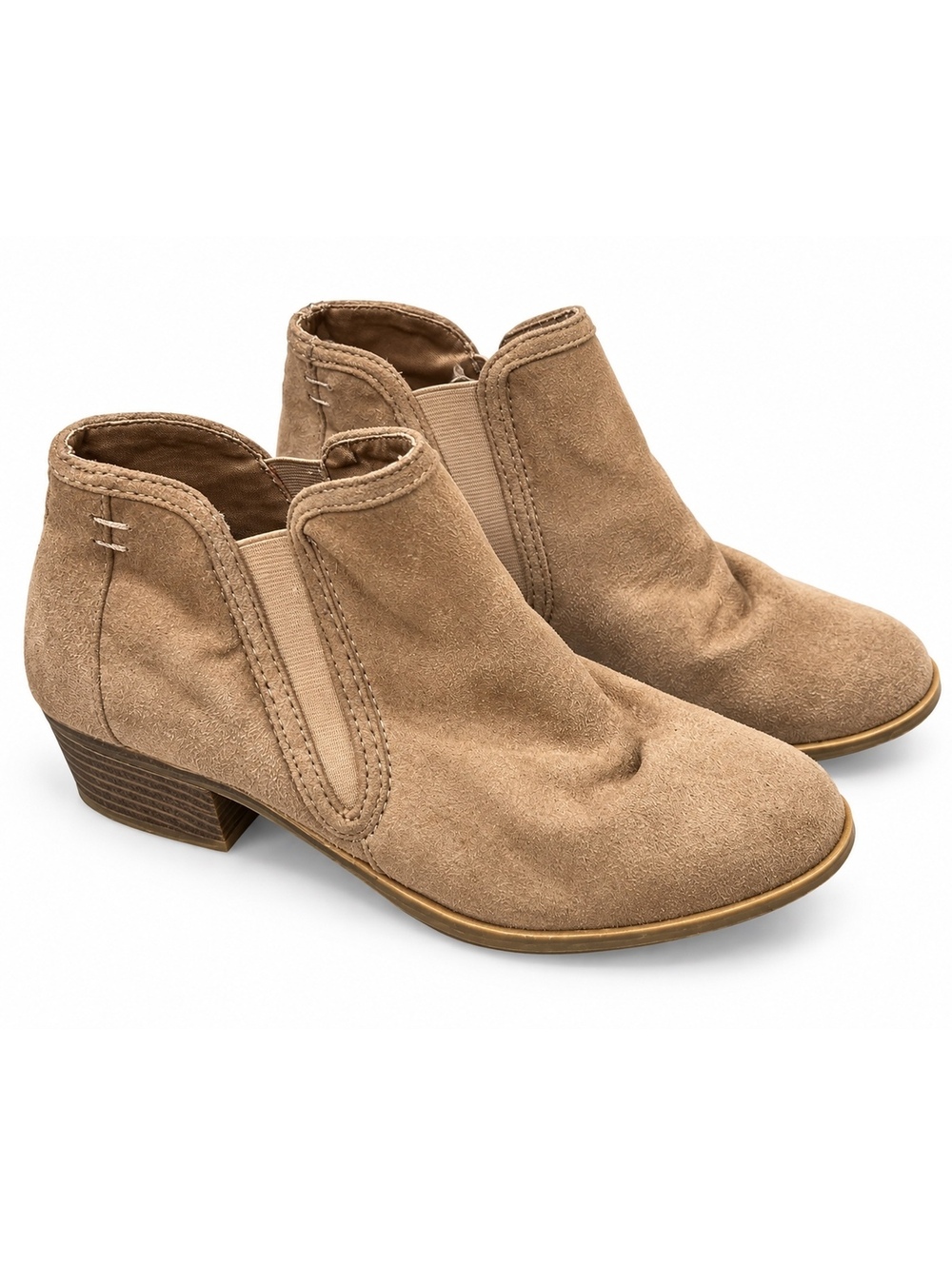 Maurices Taupe Faux Suede Chelsea Ankle Booties
